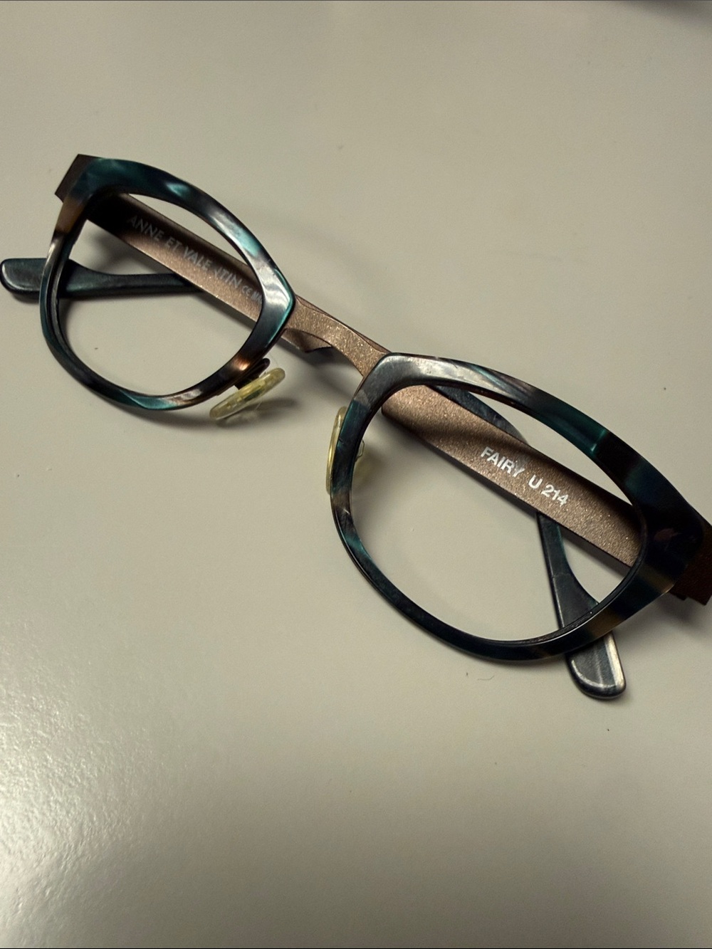 Anne et Valentin Women’s Blue green Tortoiseshell Optical Glasses titanium frame